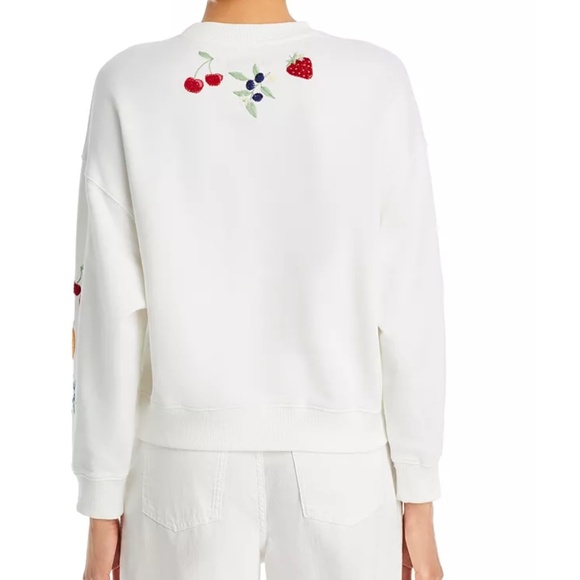 AQUA Teddy Fruit Embroidered Sweatshirt – White – XXS – NWT ($98) - Picture 3 of 6